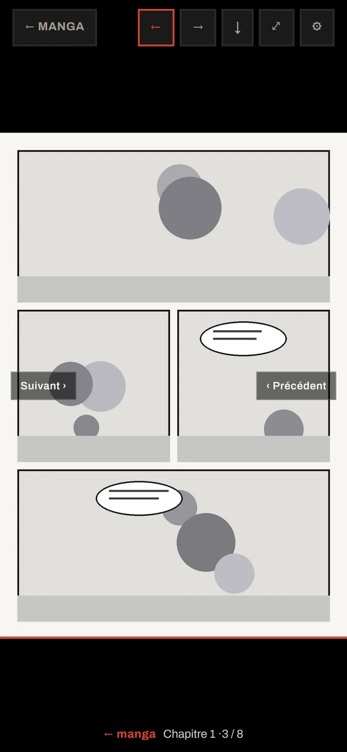 Le lecteur MangaCenter sur téléphone, une page affichée en plein écran.